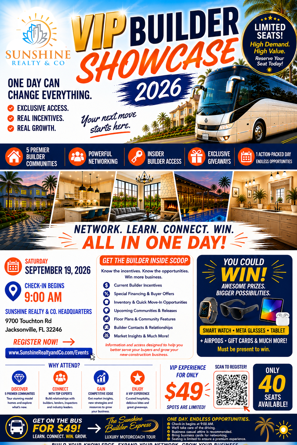 Sunshine Realty & Co. VIP Builder Showcase 2026 for real estate professionals in Jacksonville, Florida.
